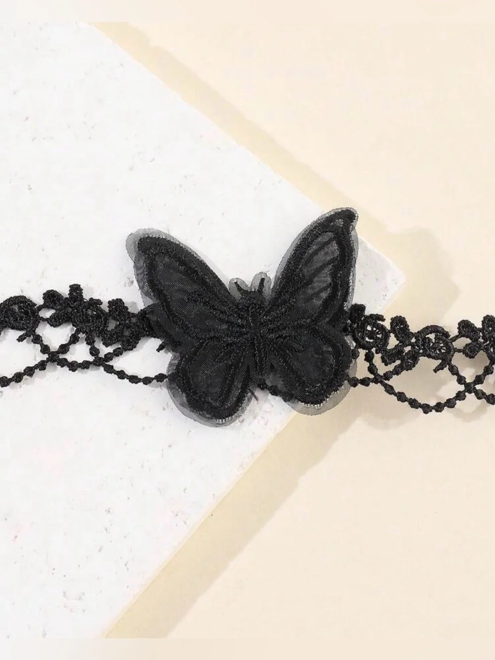 Black Butterfly Lace Choker Necklace - Picture 4 of 4
